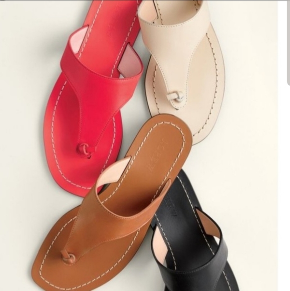 J. Crew Shoes - J. Crew Vibrant Red Playa Leather Thong Sandals